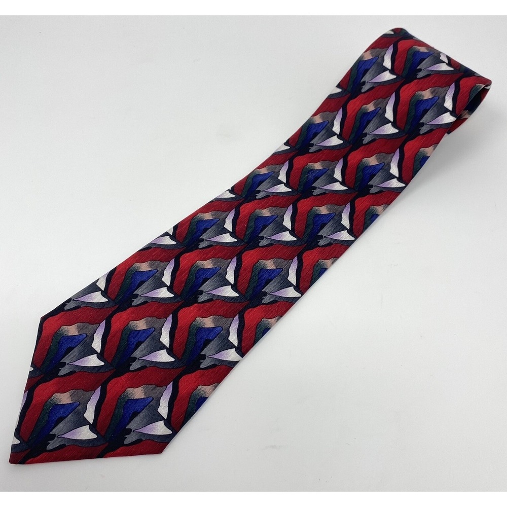 J. Garcia Collectors Edition Mens Blue Red Silk Necktie Novelty Hand Seen In USA